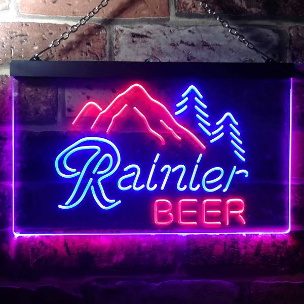 Rainier Beer Mountain Dual LED Neon Light Sign